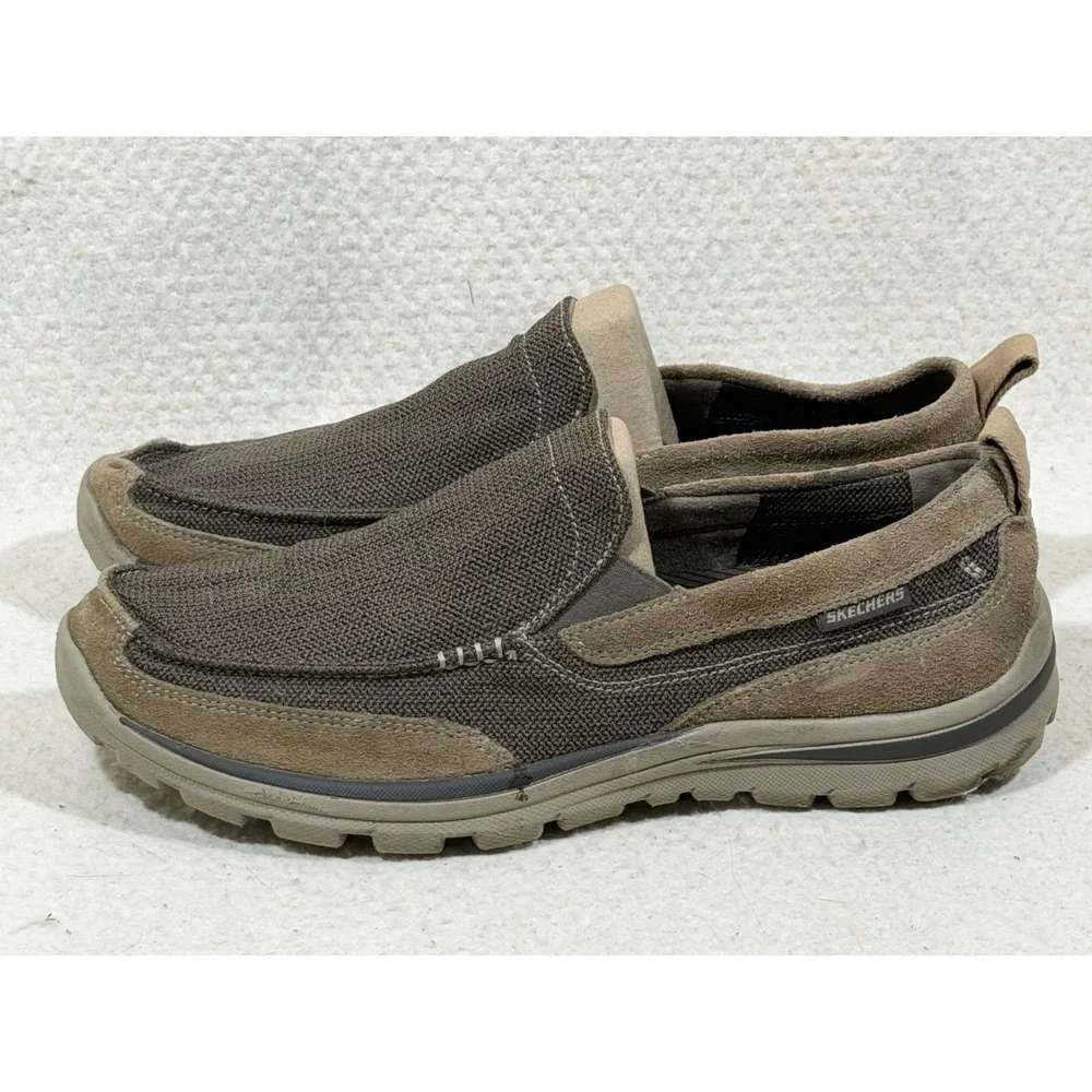 Skechers Relaxed Fit Loafers Mens 11 Brown Slip On Comfort Casual Travel‎